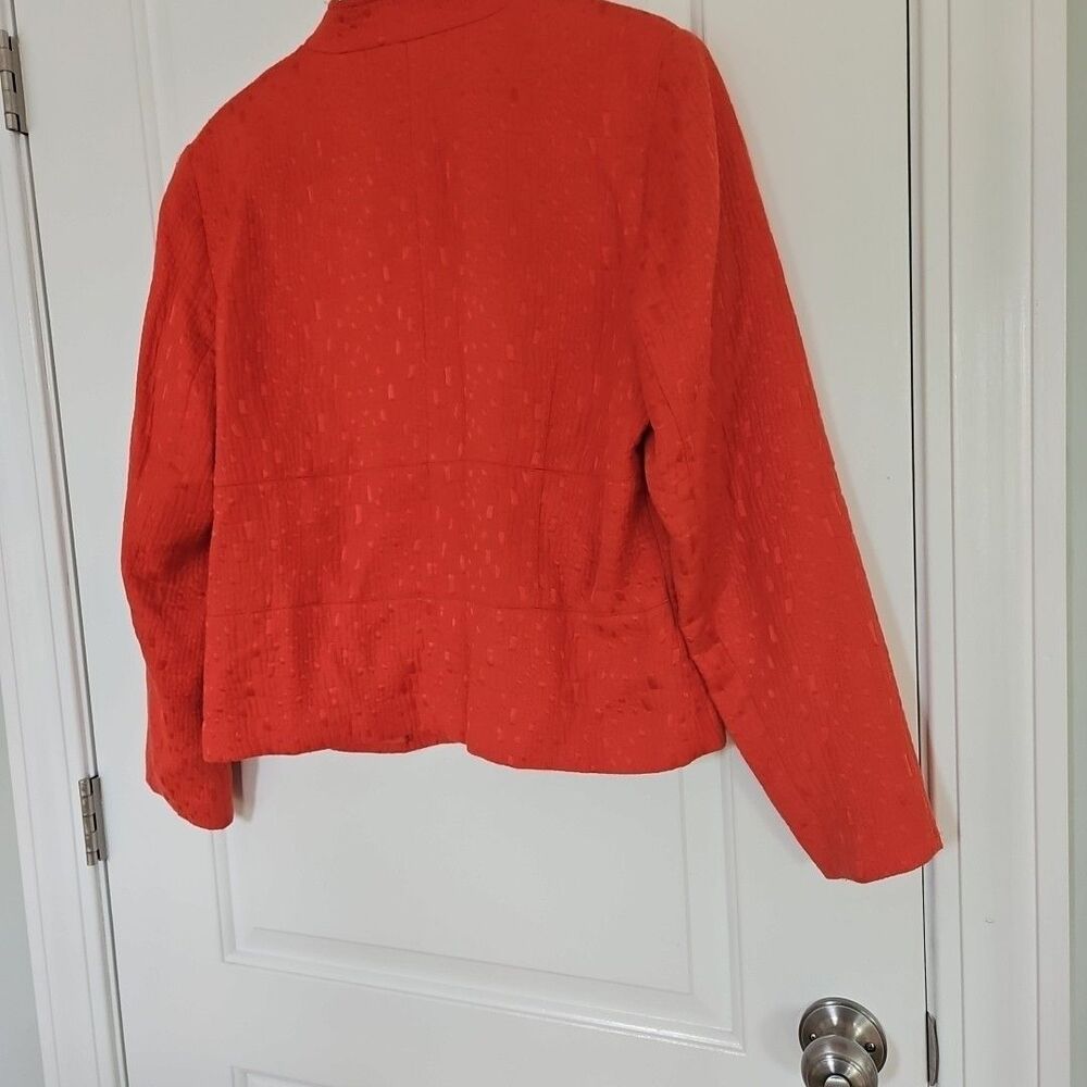 Coldwater Creek Zip Front Jacket Blazer Embroidered Orange Size Med. Bright Fun - Picture 8 of 12